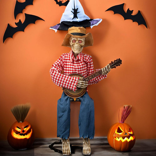 The Holiday Aisle® Halloween 39" Banjo Playing Skeletons Spooky